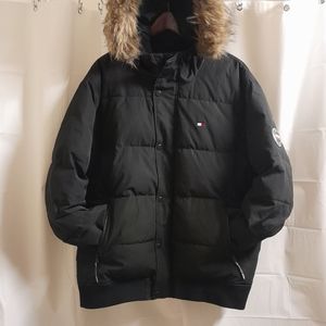 . SALE,,TOMMY HILFIGER MEN'S QUILTED SNORKEL BOMBER JACKET W/ FAUX FUR HOOD  XXL